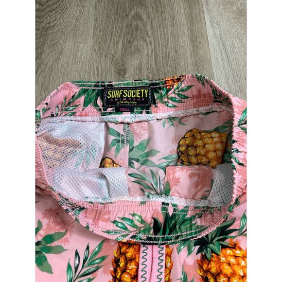 Surf Society Men's Pineapple Board Shorts Pink Swim Trunks Size S - Picture 6 of 7
